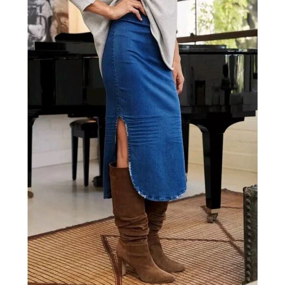 Frank & Eileen Donegal Unforgettable Skirt in 1977 Medium Denim Wash Size 4 NWT - Picture 4 of 12